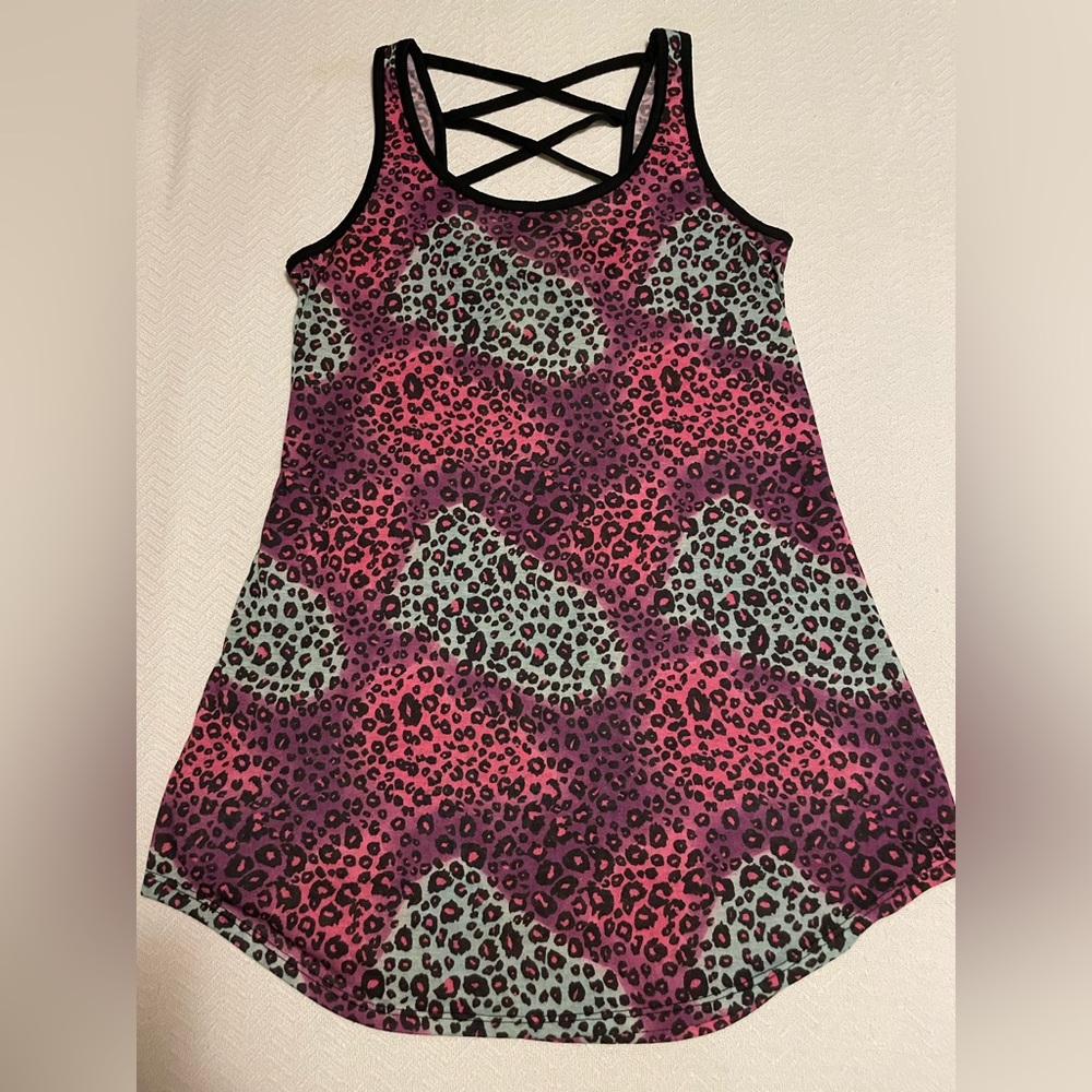 OP rainbow leopard mini swim dress cover up S (3-5)